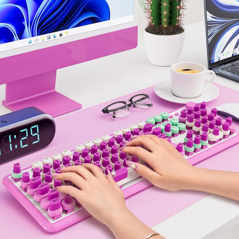 Udefineit 91PCS Raised Keyboard Stickers for Long Nails, Soft Silicone Long Nails Keyboard Cover, Self-Adhesive Nails Art Typing Keycaps, Keyboards Bubbles for Office Desktops PC Laptops - Purple - Image 2